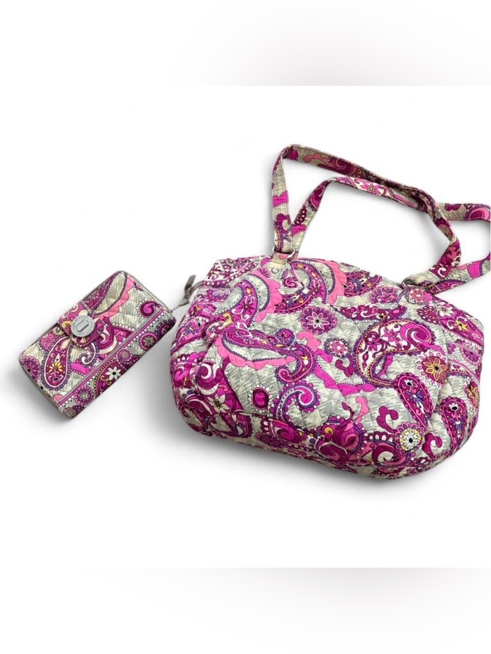 Vera Bradley Paisley Meets Plaid Bag + Wallet Set